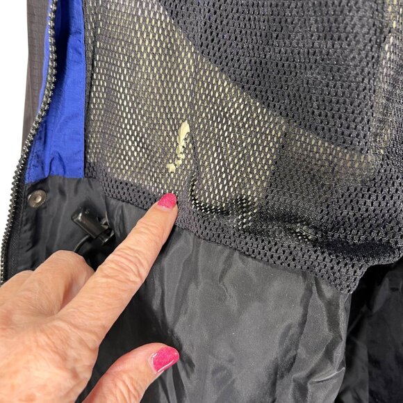 Vtg REI Gore-Tex Hooded Jacket Black Blue Waterproof Mesh Lining Pockets Mens L - Picture 12 of 16